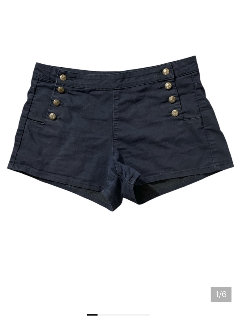 G5- Black Heart - Black/Gold embellishment button casual summer shorts Women’s